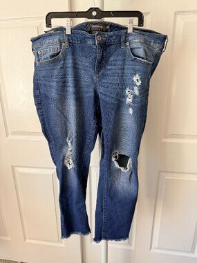Torrid Premium Distressed Boyfriend Dark Wash Jeans 22
